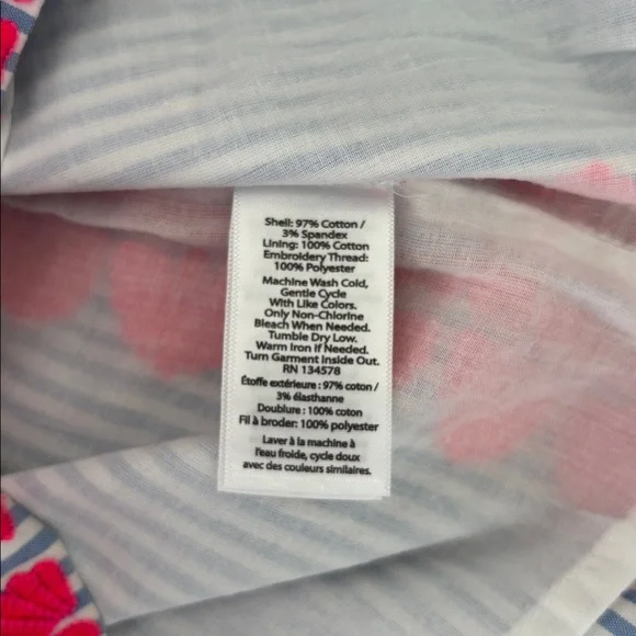 VINEYARD VINES BLUE STRIPED SLEEVELESS DRESS PINK APPLIQUES ZIPPER BACK size 4 - Picture 11 of 11